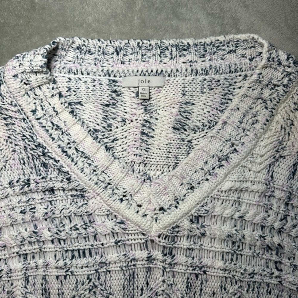 Joie Sydnee Sweater Women Size XS Porcelain Marled Knit V Neck Balloon Sleeve - Picture 5 of 12